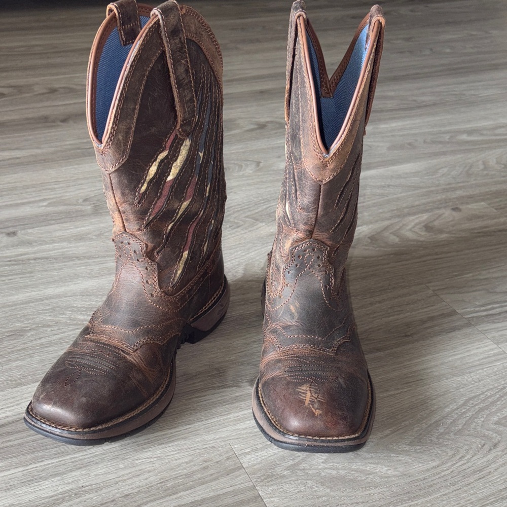 Rank 45 Brown and American Flag cowgirl boots